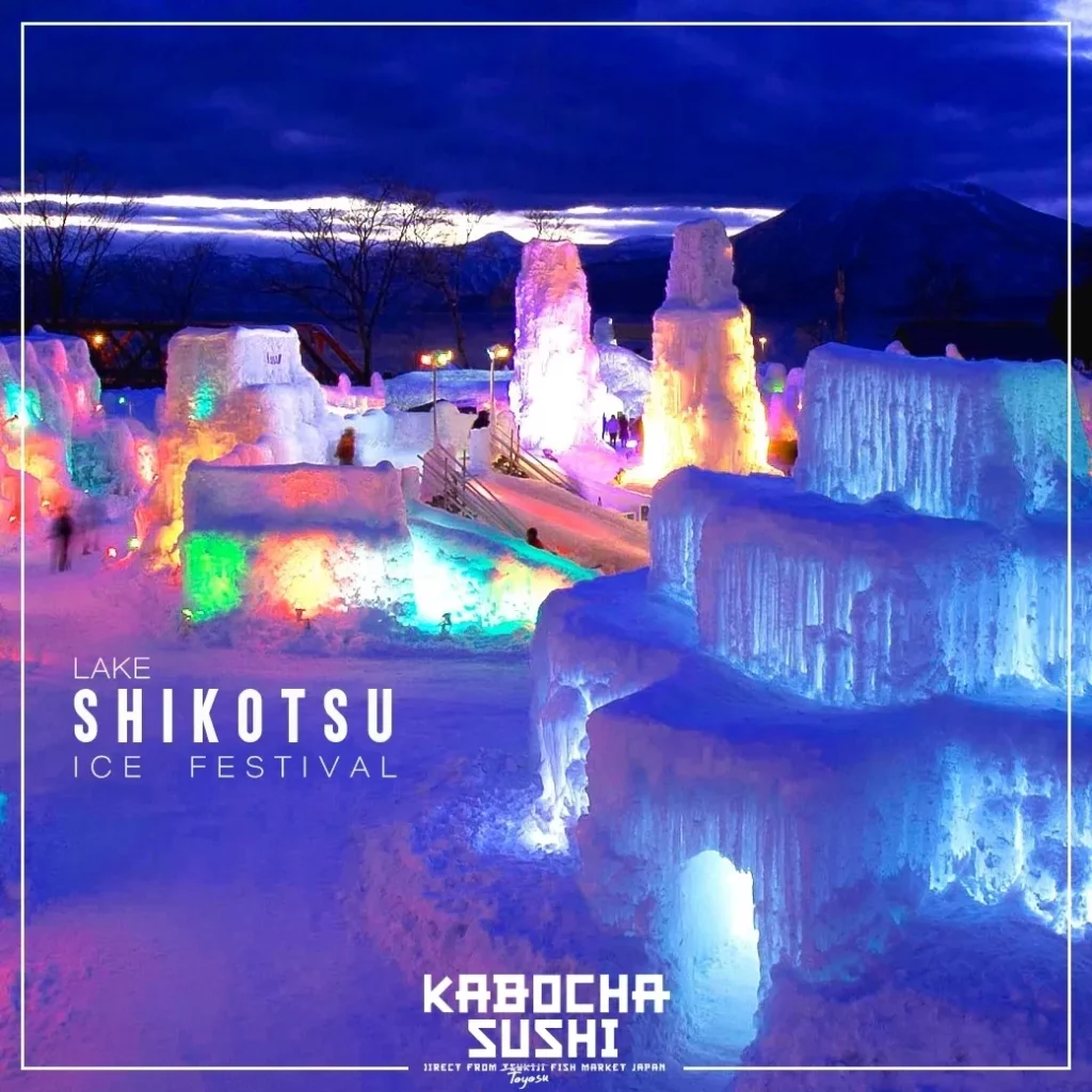 คาโบฉะซูชิ  อาหารญี่ปุ่น พาเที่ยว Lake Shikotsu Ice Festival 