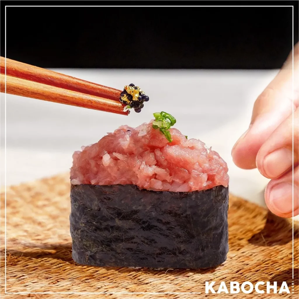 ร้านอาหารญี่ปุ่นใกล้ฉัน kabocha sushi delivery เมนูนิกิทาโร่ ปลาทูน่าสับ