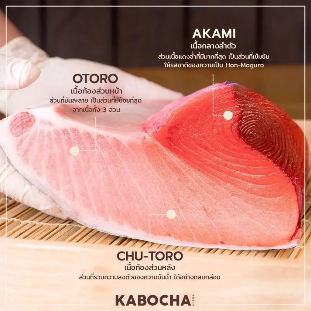 อาหารญี่ปุ่นใกล้ฉัน kabocha sushi delivery sashimi Maguro ปลาทูน่าญี่ปุ่นเนื้ออร่อยหลายส่วน