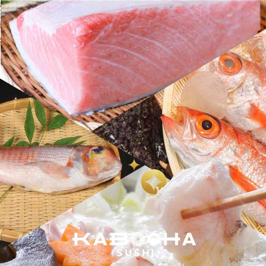 เมนู อาหารญี่ปุ่น รวม ซาซิมิ ปลาญี่ปุ่นราคาสูง จาก kabocha sushi